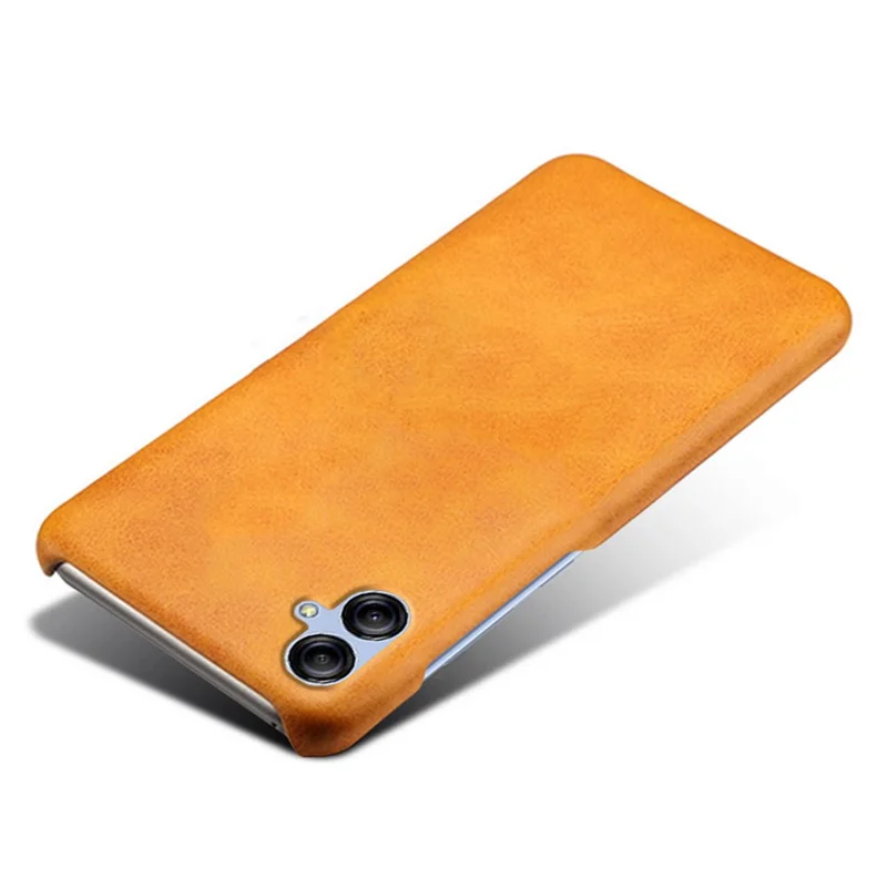 Til Samsung Galaxy A04e 4G / M04 4G / F04 4G telefonbeskyttelse Kalvlæderstruktur PU-læder+PC telefoncover - Orange