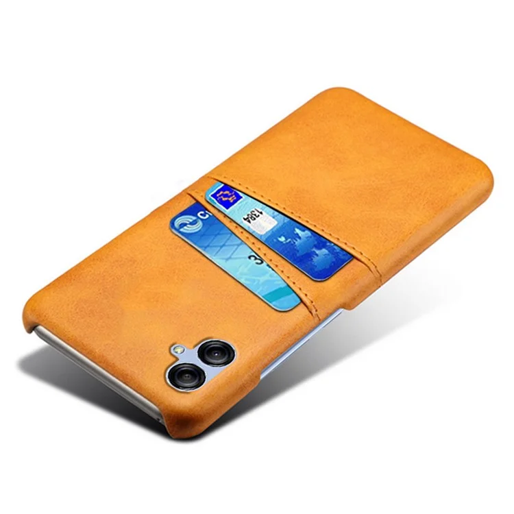 Pour Samsung Galaxy A04e 4G / M04 4G / F04 4G Smartphone Cover Slots pour Cartes Doubles PC+PU Housse de Téléphone en Cuir - Orange