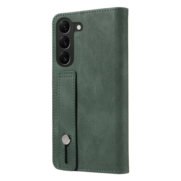 Pour Samsung Galaxy S23 Anti-Scratch Phone Case Wallet Wristband Leather Magnetic Phone Stand Cover - Vert