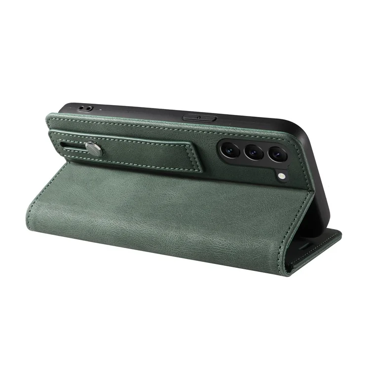 Pour Samsung Galaxy S23 Anti-Scratch Phone Case Wallet Wristband Leather Magnetic Phone Stand Cover - Vert
