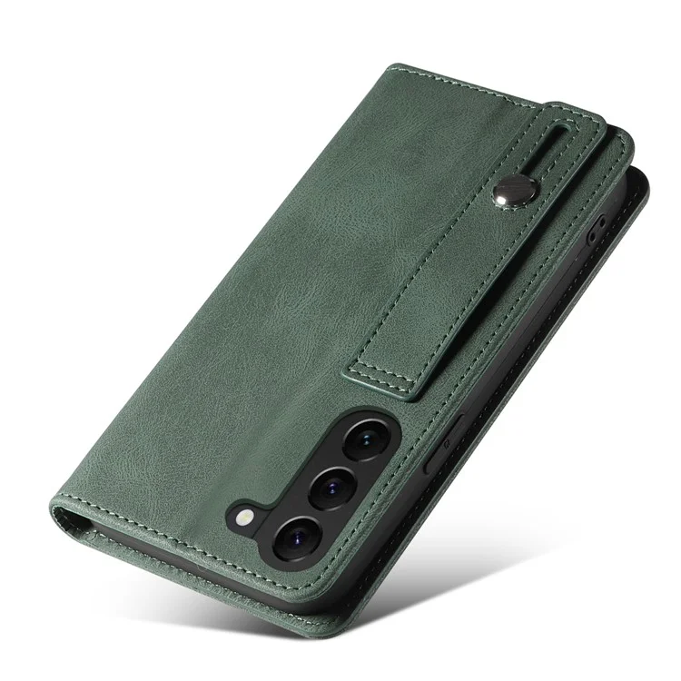 Pour Samsung Galaxy S23 Anti-Scratch Phone Case Wallet Wristband Leather Magnetic Phone Stand Cover - Vert