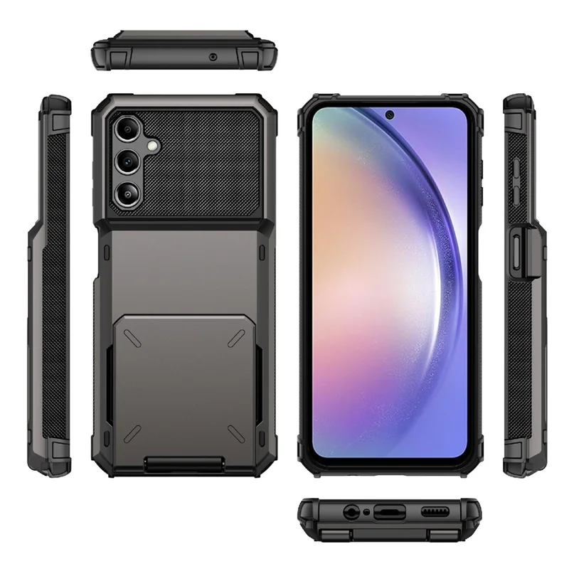 For Samsung Galaxy A54 5G TPU + PC Phone Case Cellphone Flip Card Holder Protective Shell - Green