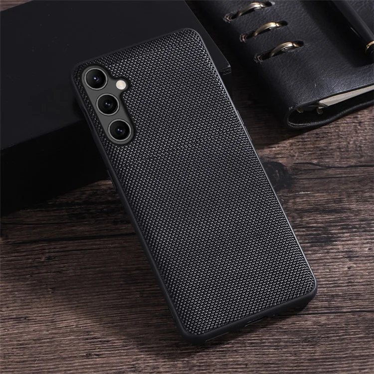 For Samsung Galaxy A14 5G / A14 4G Nylon Coated Flexible TPU Phone Case Cellphone Drop-proof Cover - Black