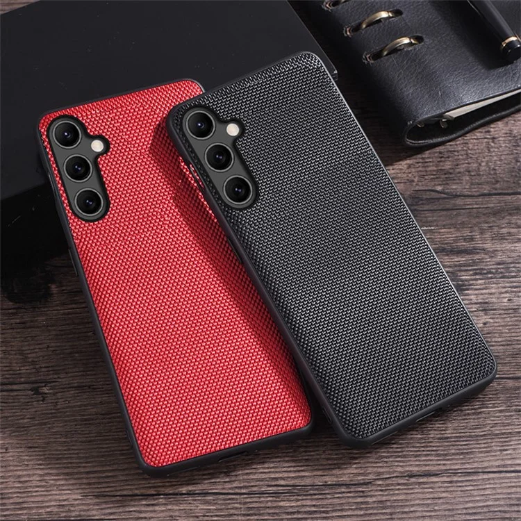 For Samsung Galaxy A14 5G / A14 4G Nylon Coated Flexible TPU Phone Case Cellphone Drop-proof Cover - Black