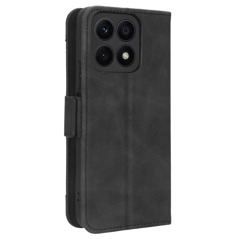 For Honor X8a 4G Wallet Flip Phone Cover PU Leather Stand Multiple Card Slots Case - Black