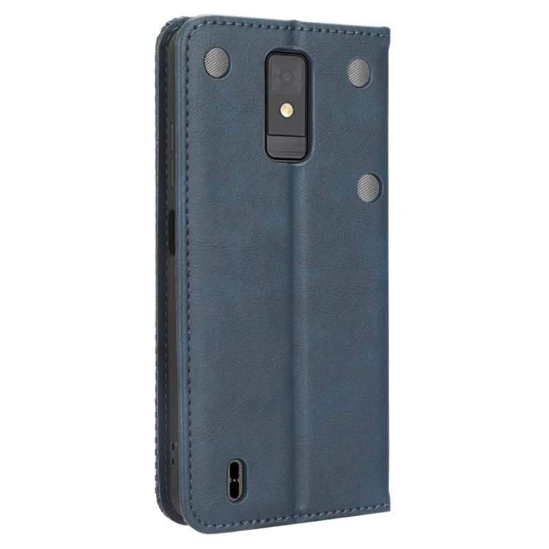 Para ZTE Blade A32 Wallet Phone Case Retro Flip PU Leather Magnetic Absorption Stand Cover - Blue