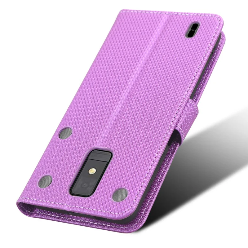 For ZTE Blade A32 PU Leather Flip Cover Diamond Texture Wallet Stand Inner TPU Phone Case - Purple
