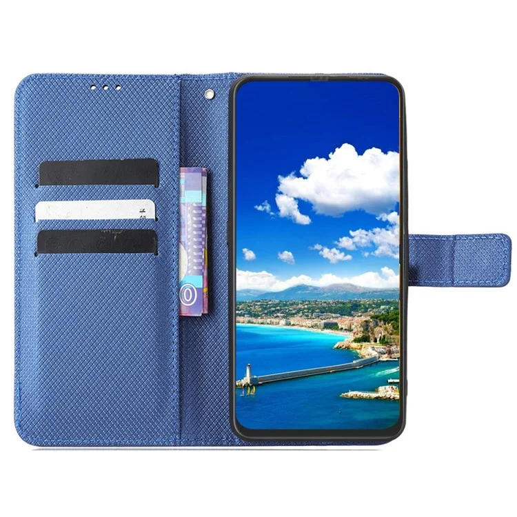 Für Umidigi A13 Pro Handy Hülle Wallet PU Leder Diamant-Textur Ständer Flip Folio Cover - Blau