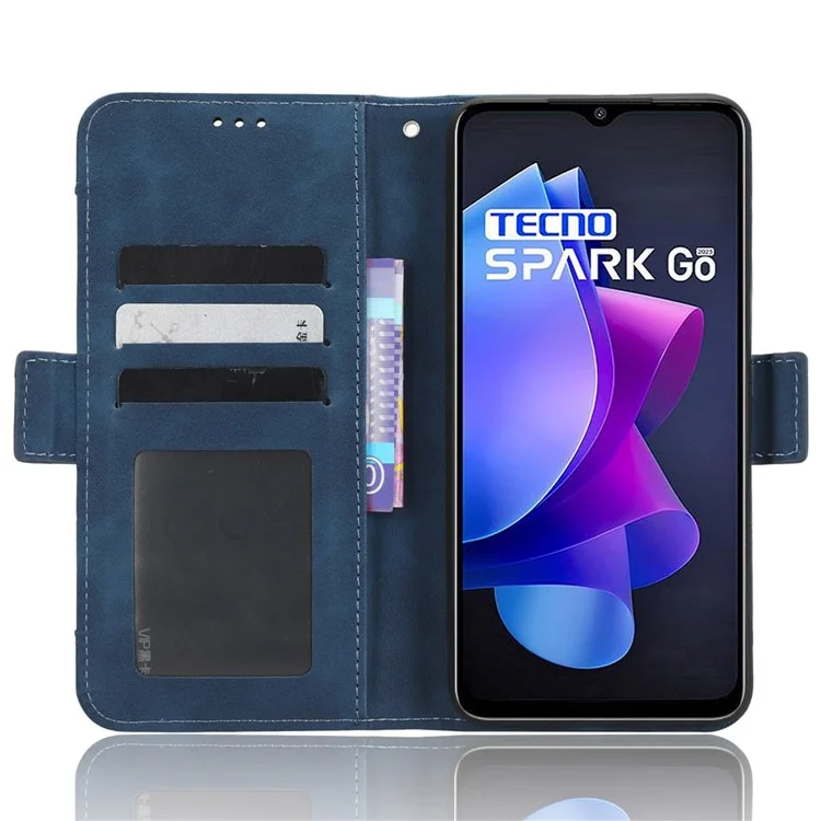 Для TECNO Spark Go 2023 4G Кошелек Чехол с Несколькими Отделениями для Карт Из ПУ Кожи Откидной Чехол для Телефона - Синий