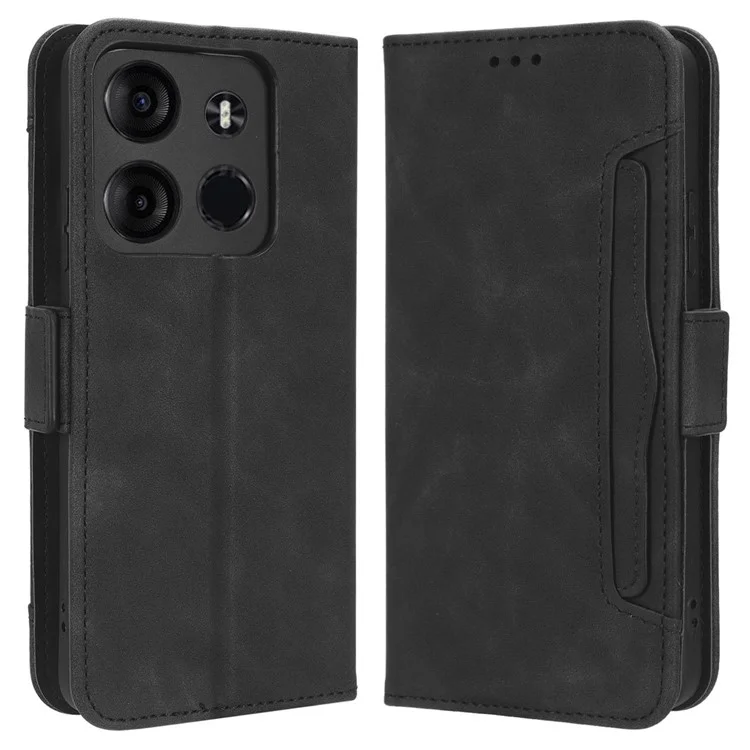 For TECNO Spark Go 2023 4G Wallet Case with Multiple Card Holder PU Leather Stand Flip Phone Cover - Black