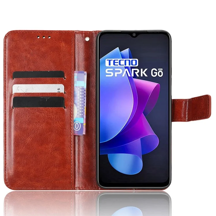 Чехол-книжка из искусственной кожи для TECNO Spark Go 2023 4G, коричневый
