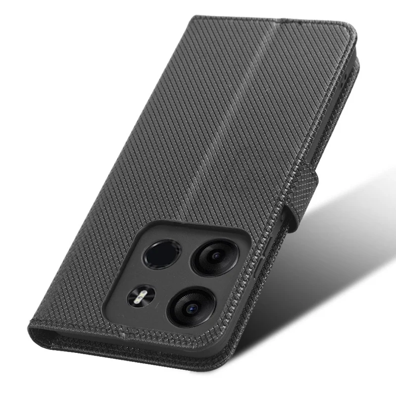 Для TECNO Spark Go 2023 4G чехол-книжка из искусственной кожи с текстурой под бриллиант, подставкой и магнитной застежкой - черный