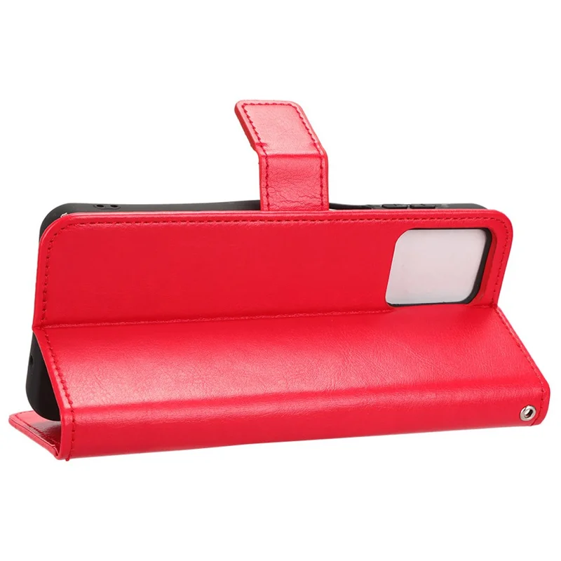 For Motorola Moto G73 5G PU Leather Wallet Phone Case Crazy Horse Texture Folding Stand Cover - Red