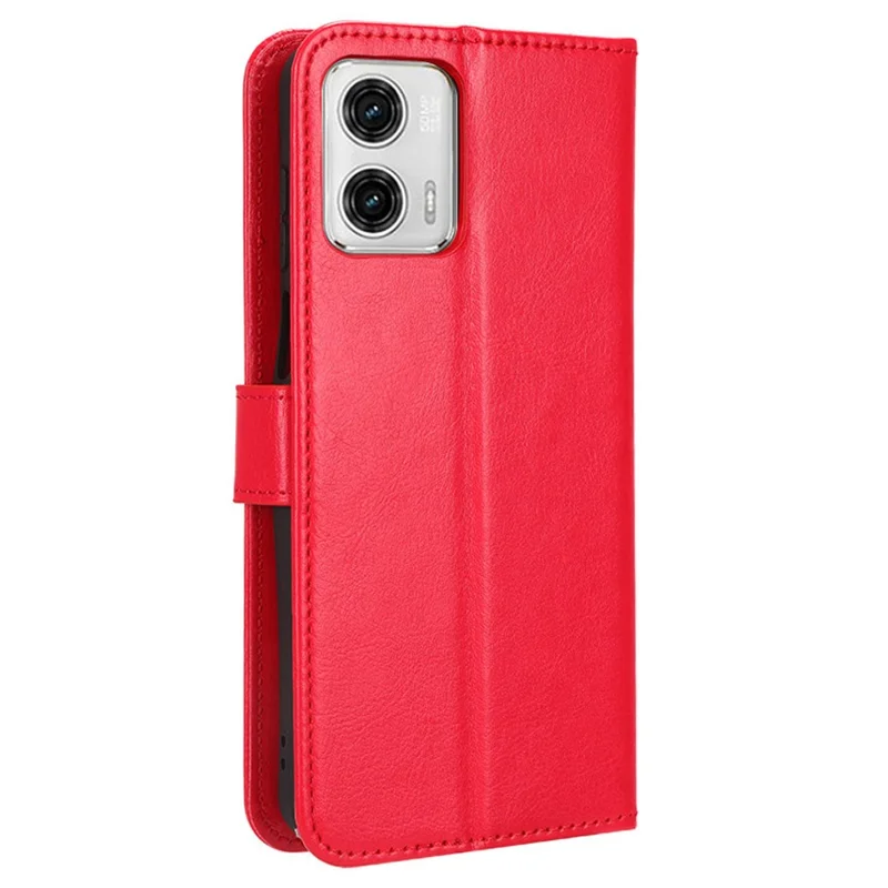 For Motorola Moto G73 5G PU Leather Wallet Phone Case Crazy Horse Texture Folding Stand Cover - Red