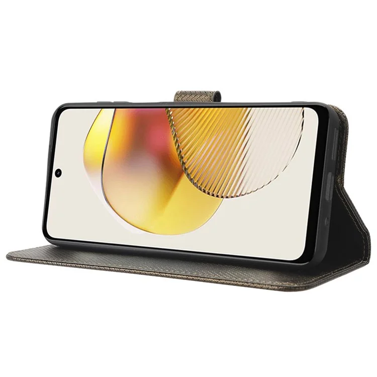 Для Motorola Moto G73 5G PU Leather Wallet Phone Case Diamond Texture Support Stand Phone Cover - Brown