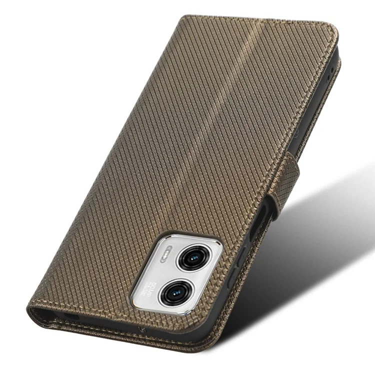 Для Motorola Moto G73 5G PU Leather Wallet Phone Case Diamond Texture Support Stand Phone Cover - Brown