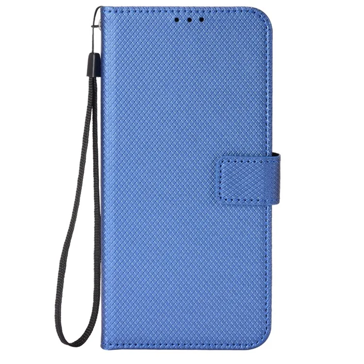 For Motorola Moto G53 5G Diamond Texture PU Leather Wallet Phone Case Folding Stand Protective Cover - Blue