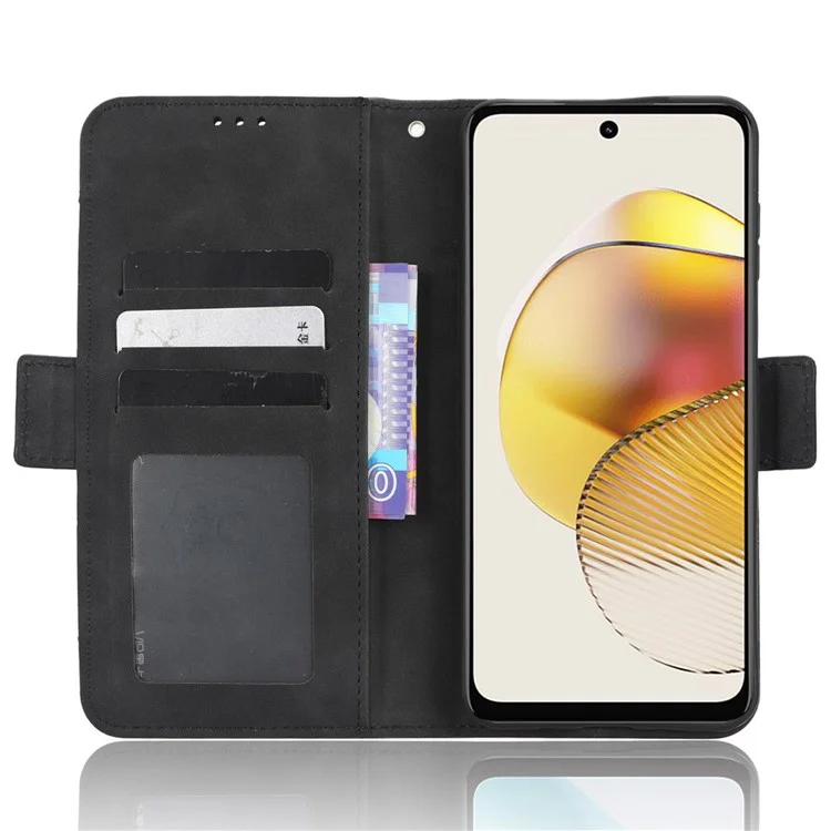 Per Motorola Moto G53 5G PU Leather Wallet Stand Cover Molteplici slot per schede Custodia per telefono anti-urto - Nero