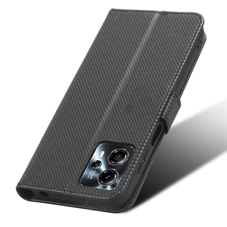 Для Motorola Moto G13 4G / G23 4G Diamond Texture Phone Stand Cover PU Leather Wallet Dorp-proof Case - Black