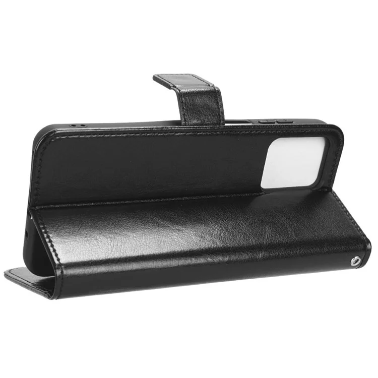 Для Motorola Moto G13 4G / G23 4G PU Leather Stand Cover Crazy Horse Texture Phone Case with Wallet - Black