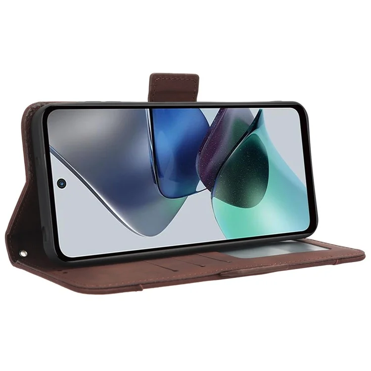Pour Motorola Moto G13 4G / G23 4G Housse de protection en cuir PU avec emplacements pour cartes multiples, support anti-chute et portefeuille - Marron