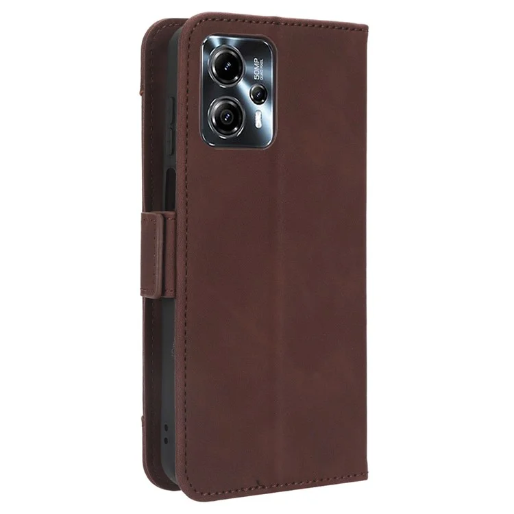 Pour Motorola Moto G13 4G / G23 4G Housse de protection en cuir PU avec emplacements pour cartes multiples, support anti-chute et portefeuille - Marron