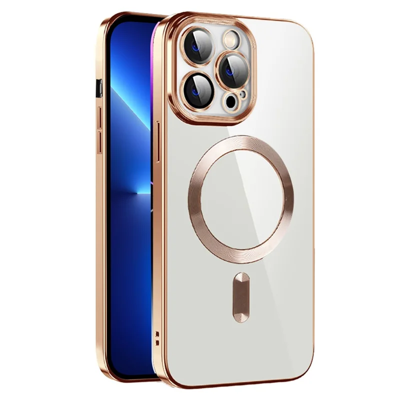 Funda delgada con textura CD para iPhone 13 Pro de 6,1 pulgadas, funda de TPU compatible con MagSafe - Marrón