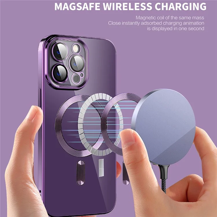 Electroplating Magnetic Case for iPhone 12 Pro 6.1 inch TPU Phone Case with CD Texture - Pink