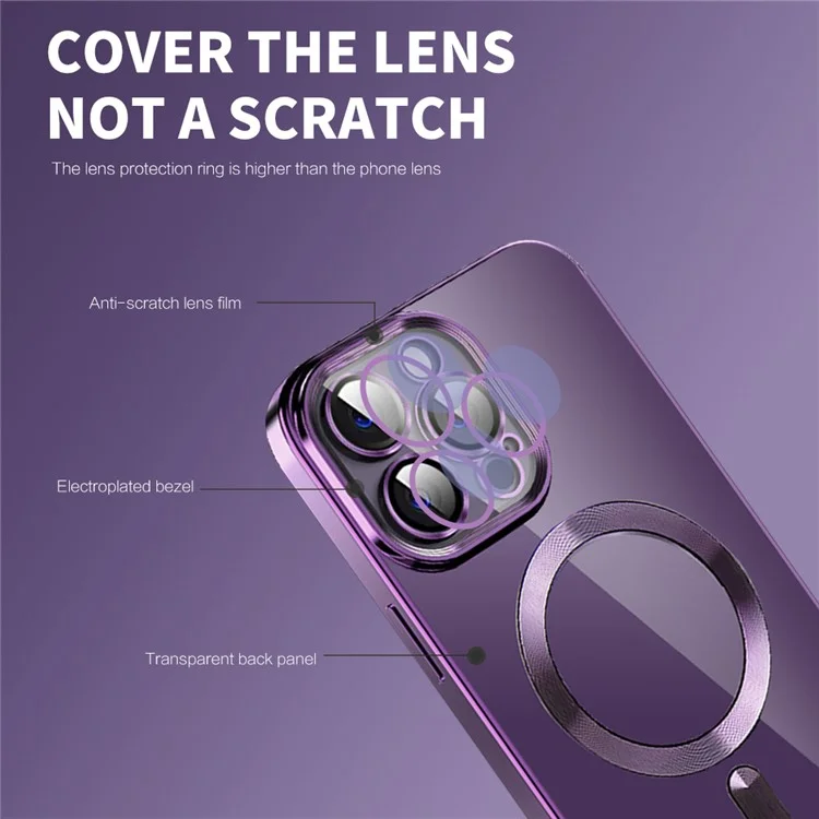 Electroplating Magnetic Case for iPhone 12 Pro 6.1 inch TPU Phone Case with CD Texture - Pink