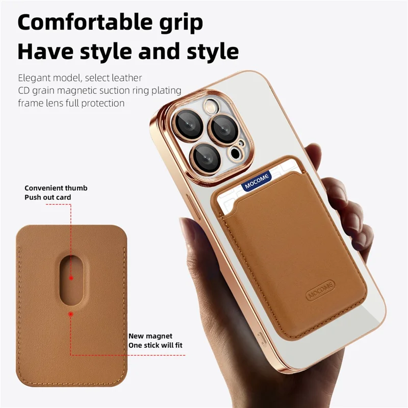 Voor iPhone 14 Pro hoesje compatibel met MagSafe CD-structuur TPU + PC telefoonhoesje met kaartenhouder - Paars