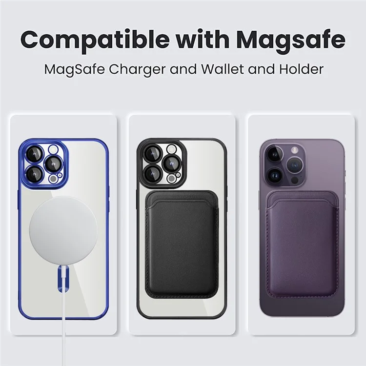 TPU + Pc-hülle Für Iphone 13 Pro Max 6,7 Zoll Anti-drogen-telefonabdeckung Magnetic Slim Case Mit Kartenbeutel - Blau