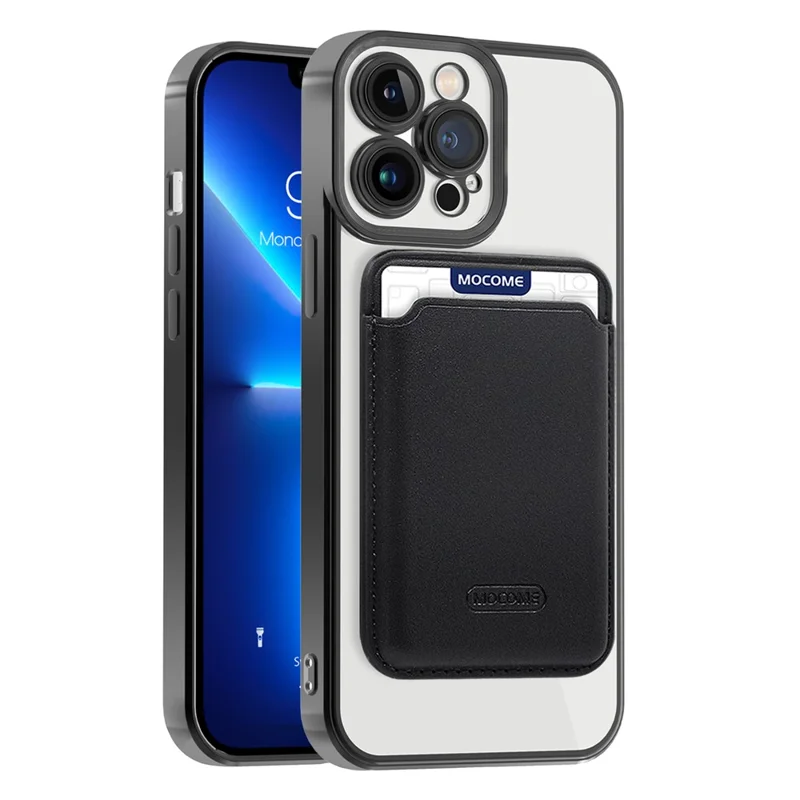 TPU + PC Case for iPhone 13 Pro Max 6.7 inch Anti-Drop Phone Cover Magnetic Slim Case with Card Bag - Black