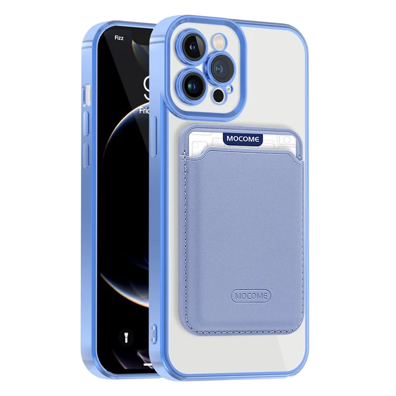 Magnetic Case for iPhone 12 Pro Max 6.7 inch Shockproof Phone Cover TPU + PC Case with Card Bag - Blue