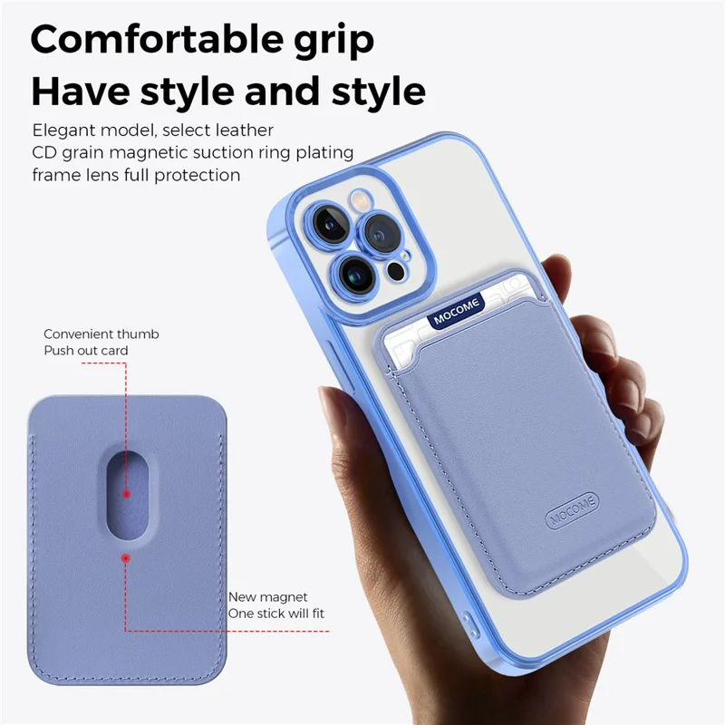Magnetic Case for iPhone 12 Pro Max 6.7 inch Shockproof Phone Cover TPU + PC Case with Card Bag - Blue