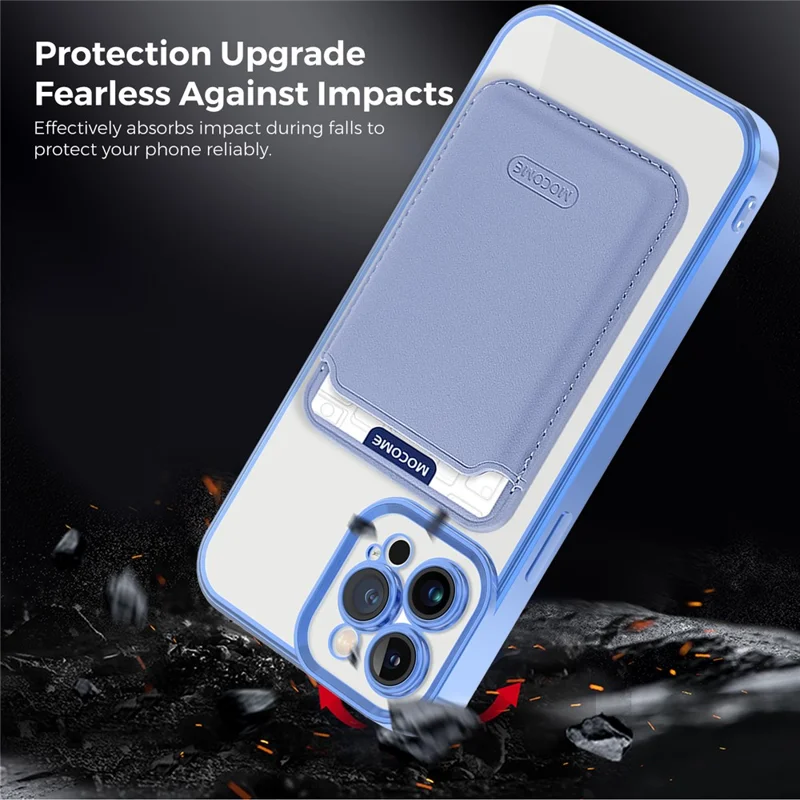 Magnetic Case for iPhone 12 Pro Max 6.7 inch Shockproof Phone Cover TPU + PC Case with Card Bag - Blue