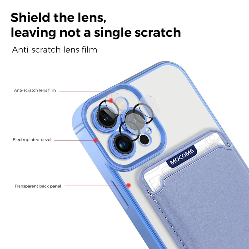 Magnetic Case for iPhone 12 Pro Max 6.7 inch Shockproof Phone Cover TPU + PC Case with Card Bag - Blue
