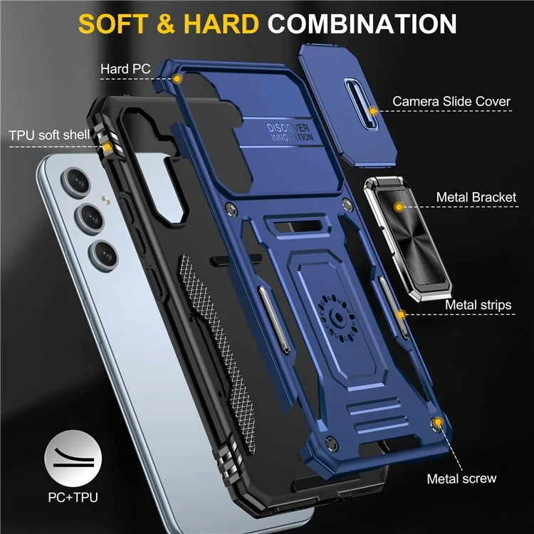 Custodia per telefono Armor Series per Samsung Galaxy A54 5G, cover per telefono antiurto in PC + TPU con supporto - Blu