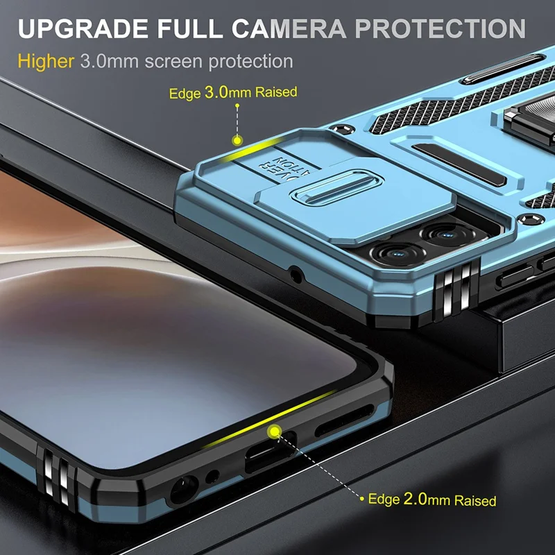 Armor Series Phone Case for Motorola Moto G32 4G , PC + TPU Protective Mobile Phone Cover Kickstand - Sky Blue