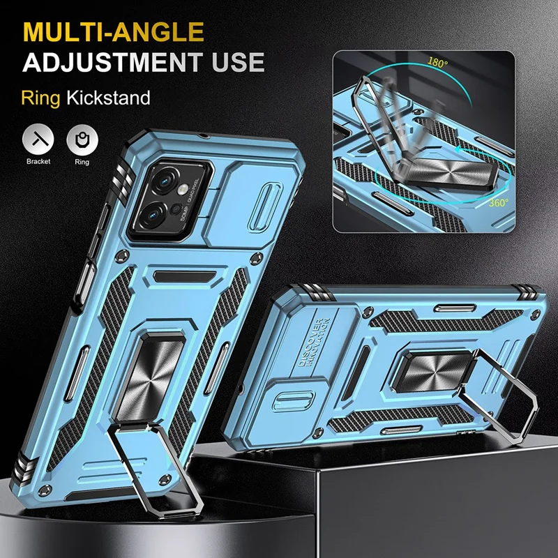 Armor Series Phone Case for Motorola Moto G32 4G , PC + TPU Protective Mobile Phone Cover Kickstand - Sky Blue