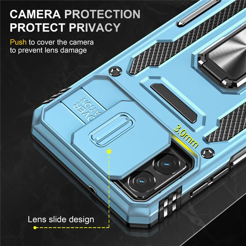 Armor Series Phone Case for Motorola Moto G32 4G , PC + TPU Protective Mobile Phone Cover Kickstand - Sky Blue