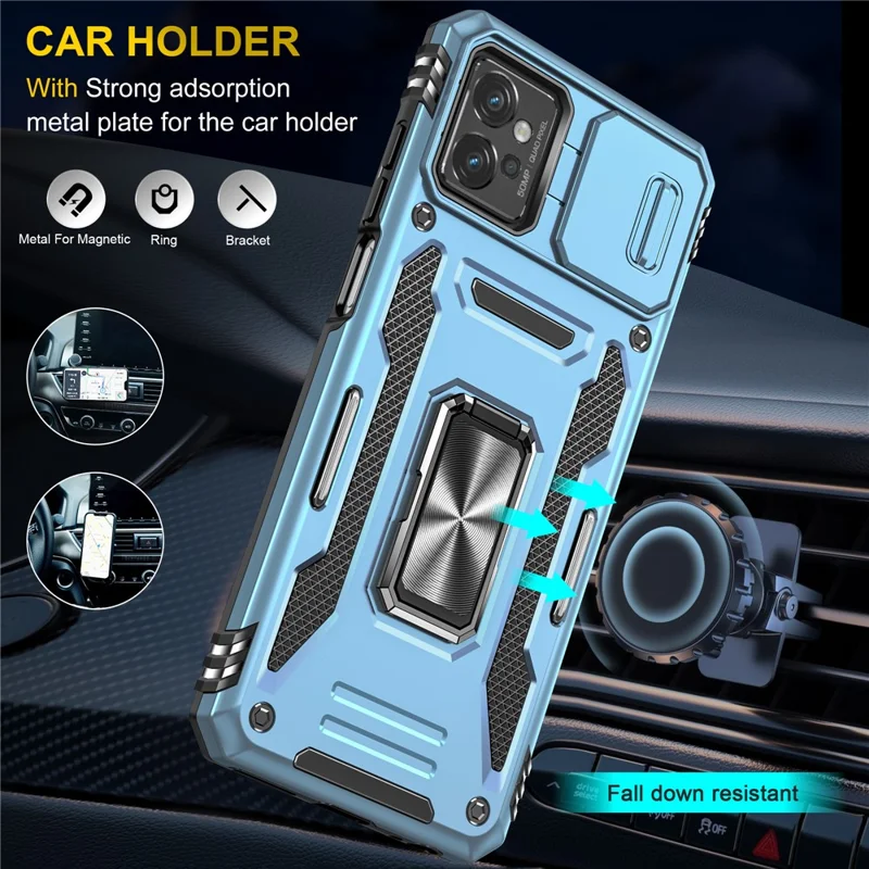 Armor Series Phone Case for Motorola Moto G32 4G , PC + TPU Protective Mobile Phone Cover Kickstand - Sky Blue