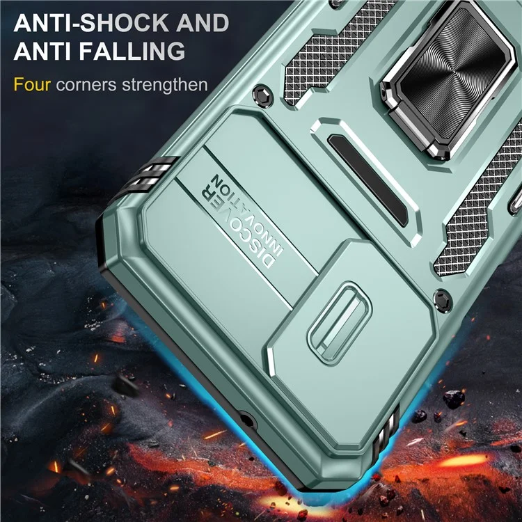 Pour Samsung Galaxy A14 4G / 5G Armor Series Anti-drop Phone Case PC + TPU Mobile Phone Back Cover Kickstand - Vert
