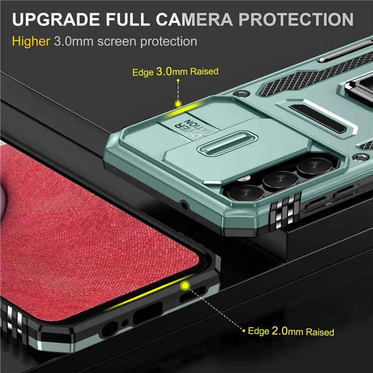 Pour Samsung Galaxy A14 4G / 5G Armor Series Anti-drop Phone Case PC + TPU Mobile Phone Back Cover Kickstand - Vert