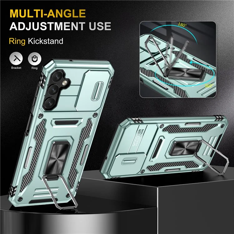 Pour Samsung Galaxy A14 4G / 5G Armor Series Anti-drop Phone Case PC + TPU Mobile Phone Back Cover Kickstand - Vert