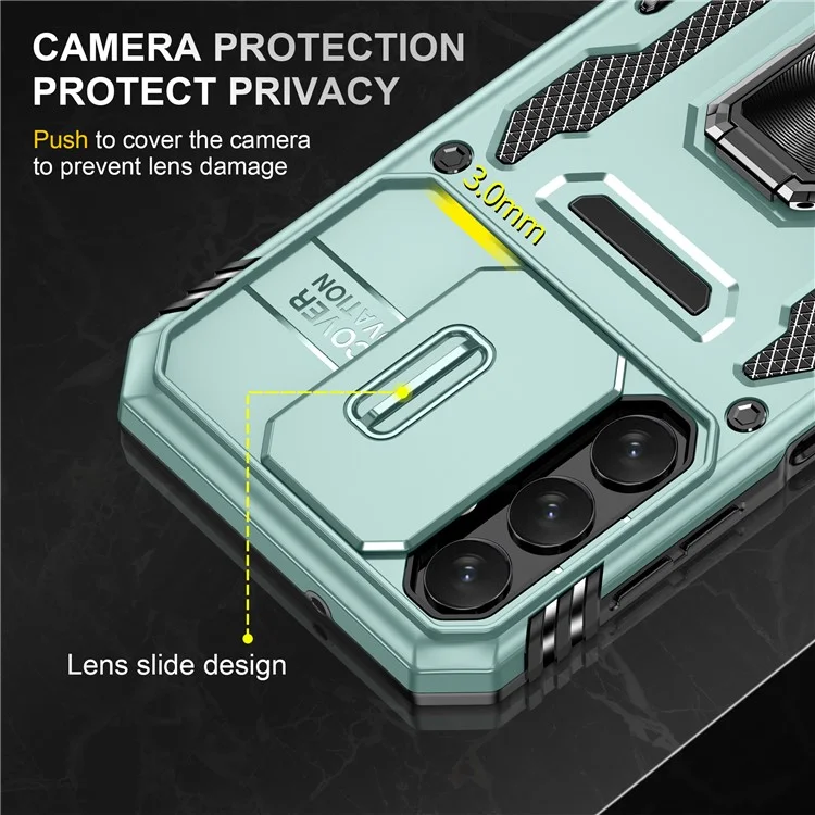 Pour Samsung Galaxy A14 4G / 5G Armor Series Anti-drop Phone Case PC + TPU Mobile Phone Back Cover Kickstand - Vert
