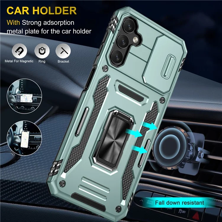 Pour Samsung Galaxy A14 4G / 5G Armor Series Anti-drop Phone Case PC + TPU Mobile Phone Back Cover Kickstand - Vert
