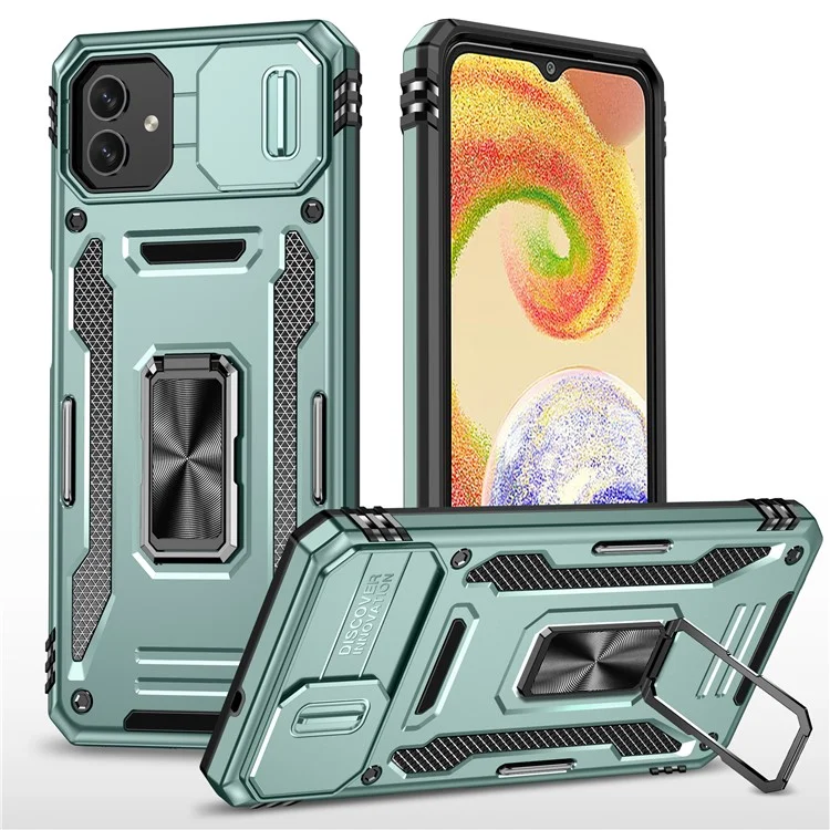 Custodia protettiva per telefono per Samsung Galaxy A04 4G (164,4 x 76,3 x 9,1 mm) / M13 5G, Serie Armatura PC + Copertura TPU con Supporto - Verde