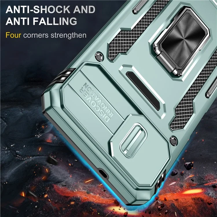 Custodia protettiva per telefono per Samsung Galaxy A04 4G (164,4 x 76,3 x 9,1 mm) / M13 5G, Serie Armatura PC + Copertura TPU con Supporto - Verde