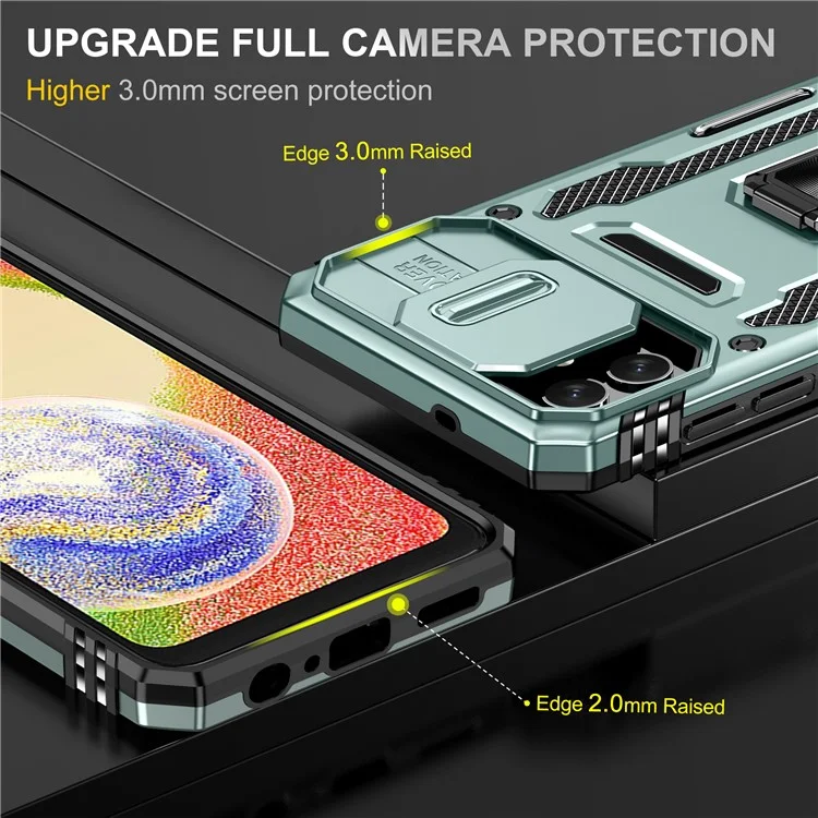 Custodia protettiva per telefono per Samsung Galaxy A04 4G (164,4 x 76,3 x 9,1 mm) / M13 5G, Serie Armatura PC + Copertura TPU con Supporto - Verde
