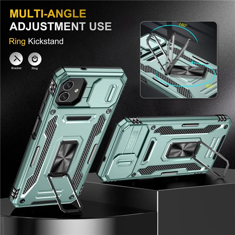 Custodia protettiva per telefono per Samsung Galaxy A04 4G (164,4 x 76,3 x 9,1 mm) / M13 5G, Serie Armatura PC + Copertura TPU con Supporto - Verde